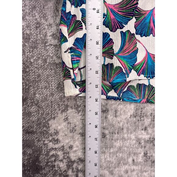 Lilly Pulitzer Blouse XS Womens Floral Textured Pleated 3/4 Sleeve Top - Picture 6 of 9